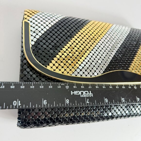 Studio 54 Chic Mesh Evening Bag Clutch Mixed Metals VTG Disco Lucite Rim Glam - Picture 7 of 16